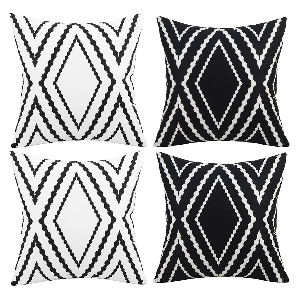 4X Water Resistant Cushion Cover Sofa Throw Pillowcase White Black