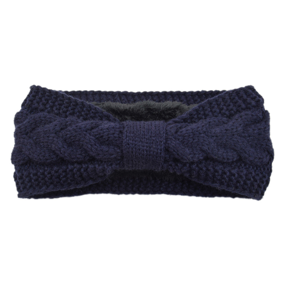 3X Knitted Fleece Lined Headband Black Dark Grey Navy Blue