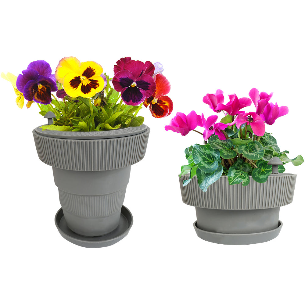 Automatic Watering Irrigation Flower Pots Grey