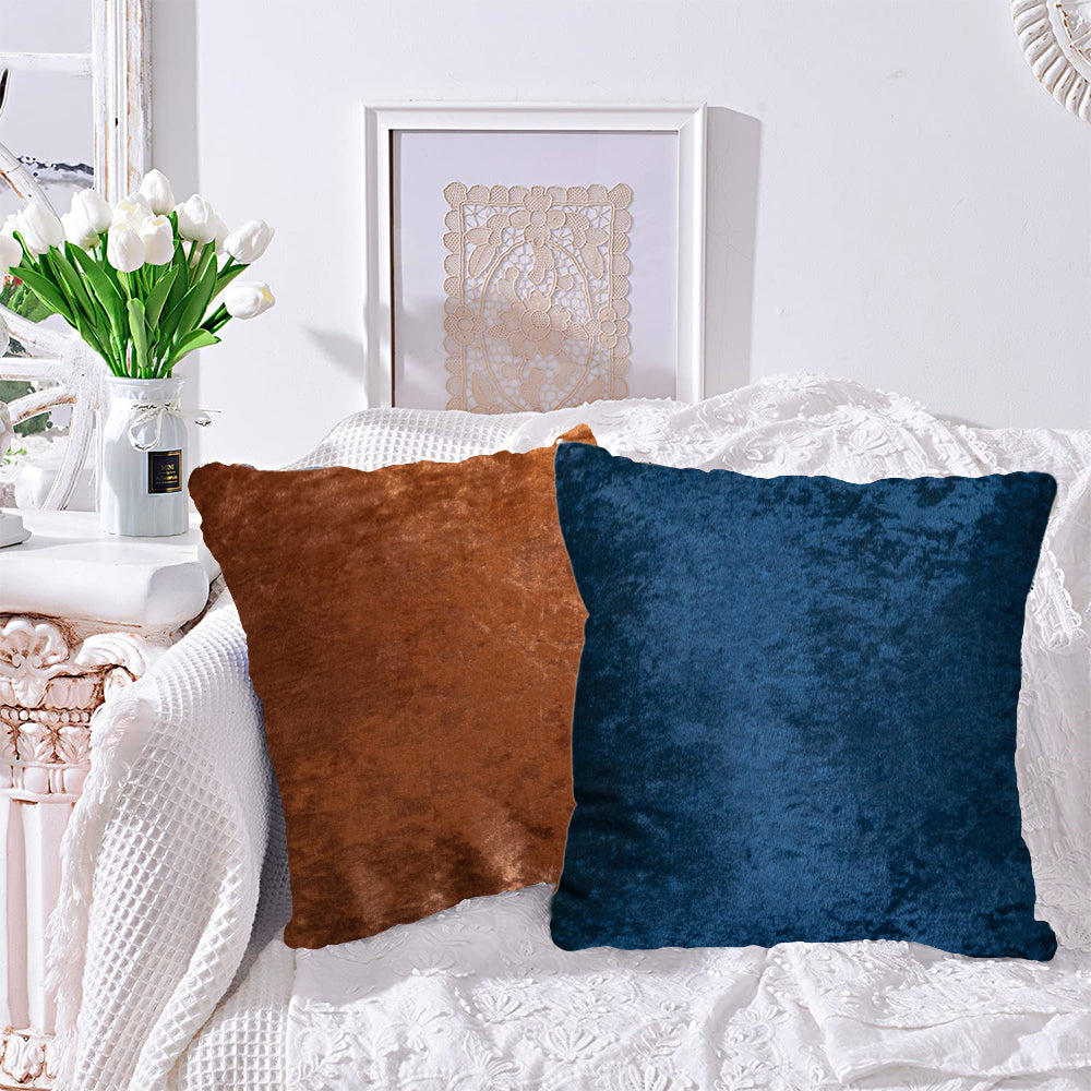 4X Cushion Cover Sofa Throw Pillowcase Navy Blue Coffee