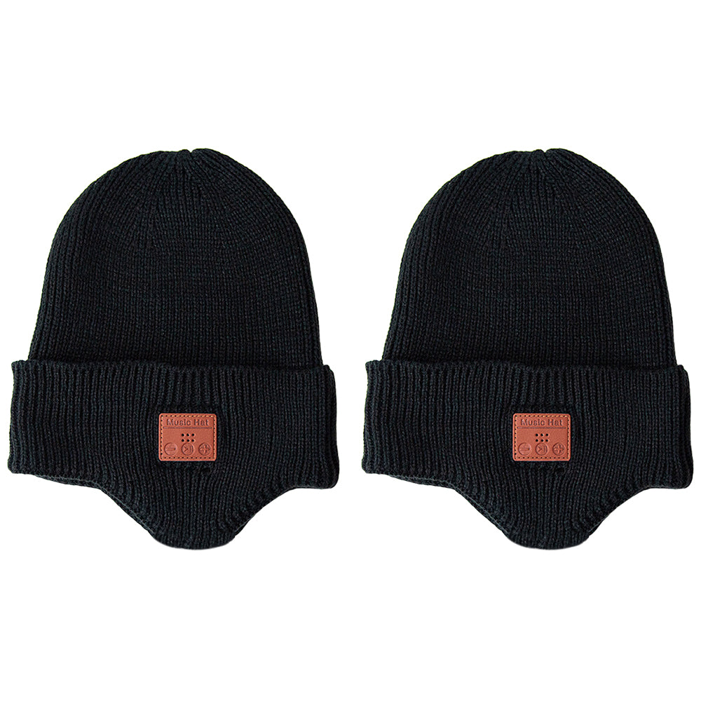 2X Wireless Bluetooth Headphone Beanie Black