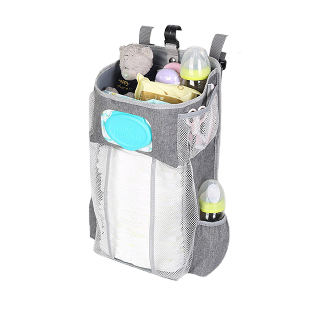1X Crib Bedside Diaper Storage Bag Hanging Caddy Diaper Organizer