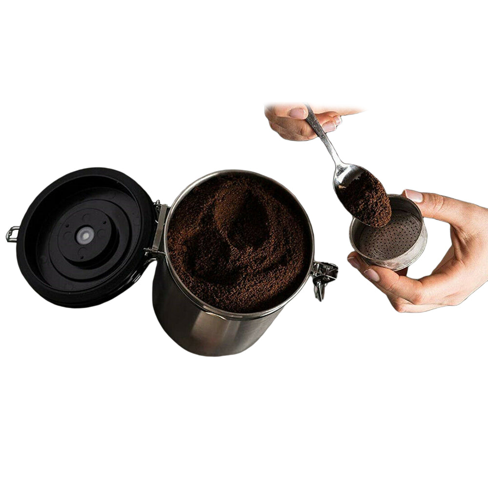 Stainless Steel Airtight Coffee Bean Canister with Spoon