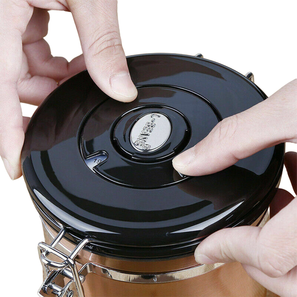 Stainless Steel Airtight Coffee Bean Canister with Spoon