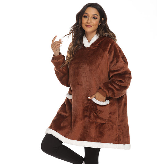 Sherpa Hoodie Blanket Hooded Blanket Oversized Wearable Throw Blanket Brown