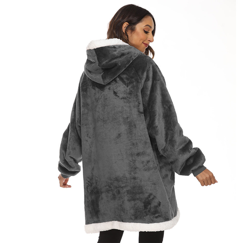 Sherpa Hoodie Blanket Hooded Blanket Oversized Wearable Throw Blanket Dark Gray