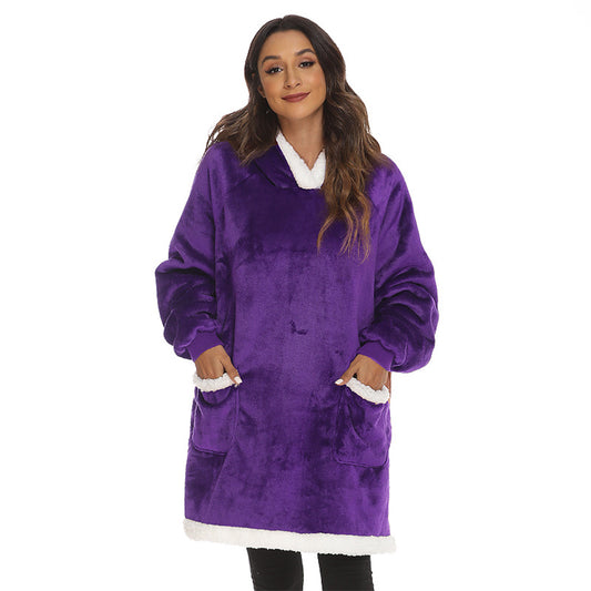 Sherpa Hoodie Blanket Hooded Blanket Oversized Wearable Throw Blanket Purple