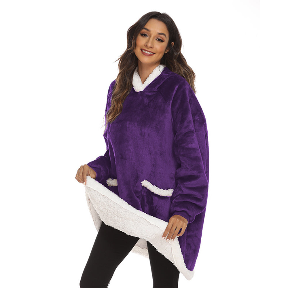 Sherpa Hoodie Blanket Hooded Blanket Oversized Wearable Throw Blanket Purple