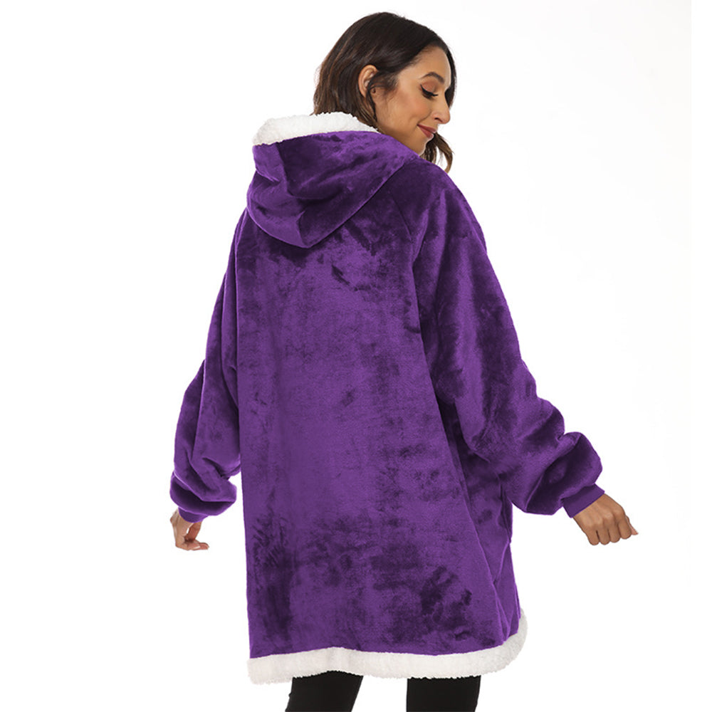 Sherpa Hoodie Blanket Hooded Blanket Oversized Wearable Throw Blanket Purple