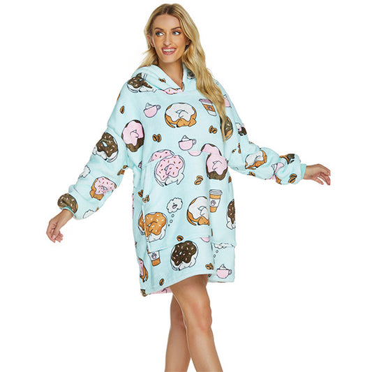 Sherpa Hoodie Blanket Hooded Blanket Oversized Wearable Throw Blanket