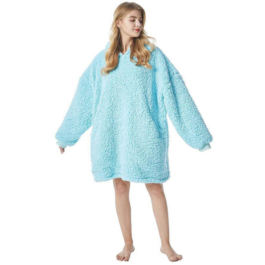 Sherpa Hoodie Blanket Blue