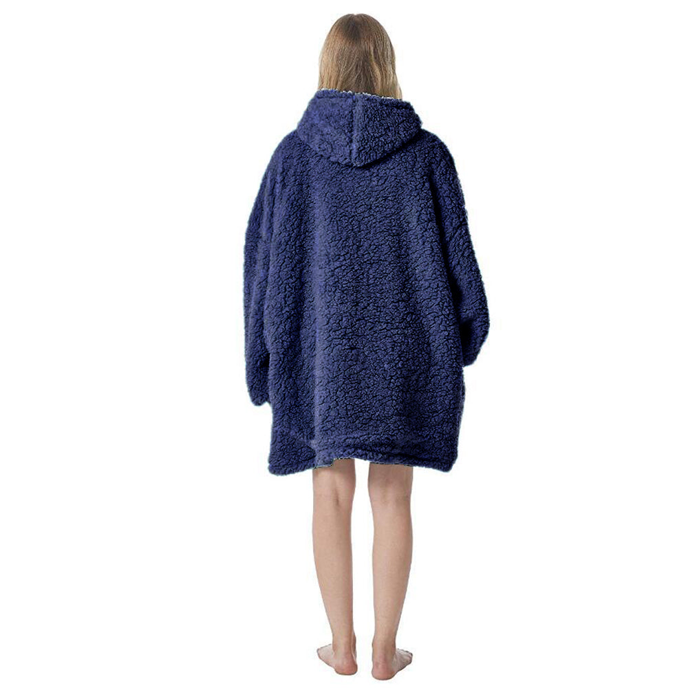 Sherpa Hoodie Blanket Navy Blue