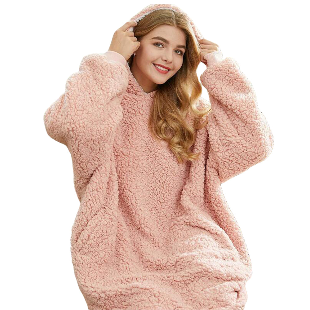 Sherpa Hoodie Blanket Pink