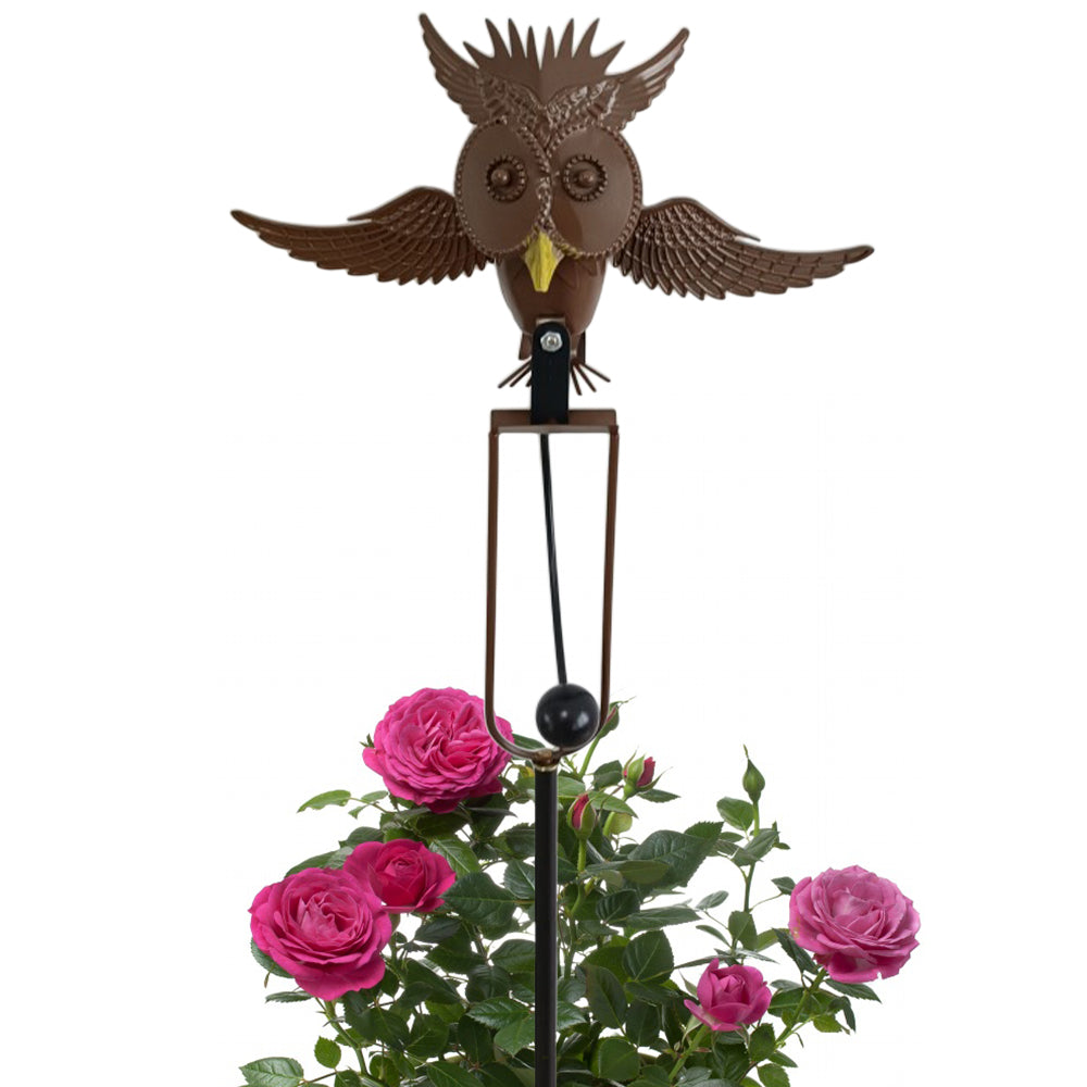 Metal Swing Owl Garden Statues Brown