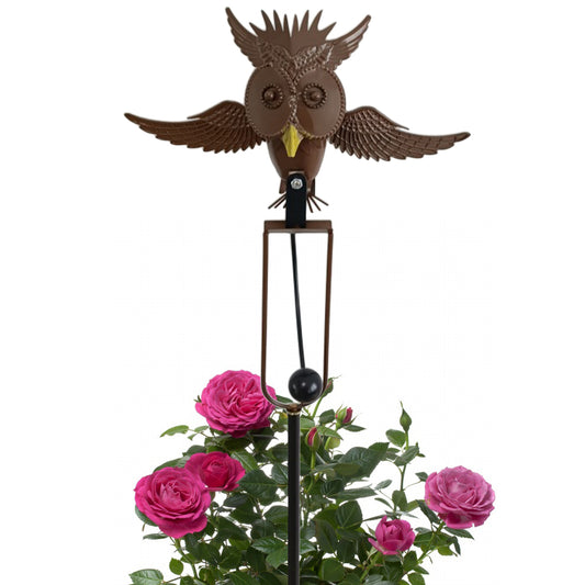 Metal Swing Owl Garden Statues Brown