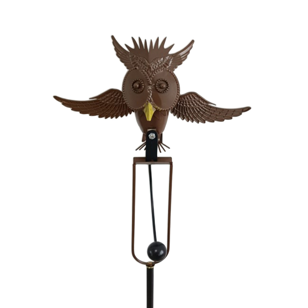 Metal Swing Owl Garden Statues Brown