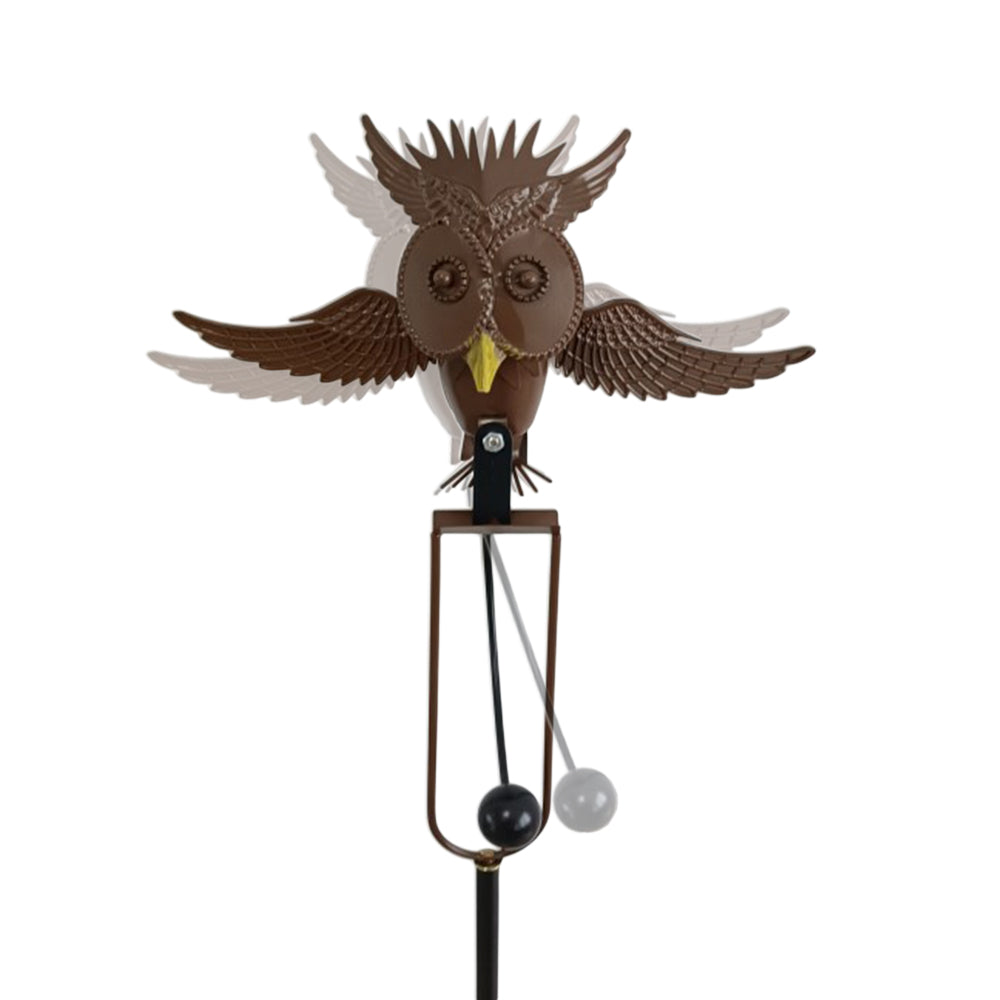 Metal Swing Owl Garden Statues Brown