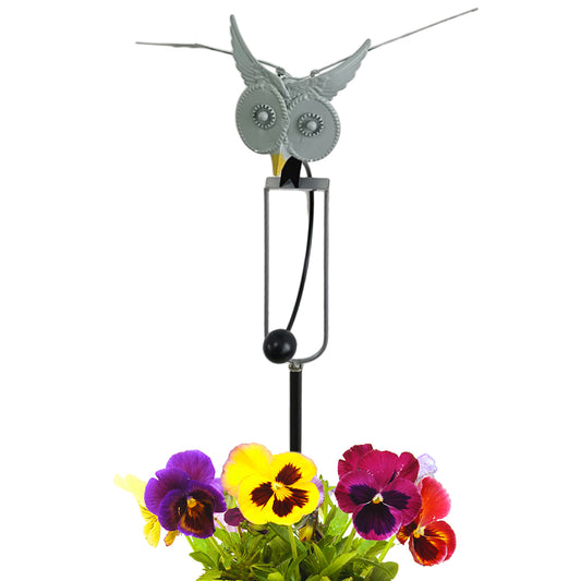 Metal Swing Owl Garden Statues Grey