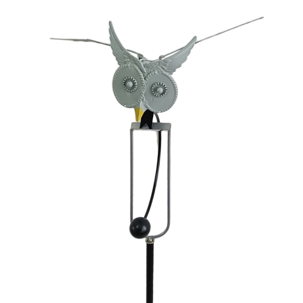 Metal Swing Owl Garden Statues Grey