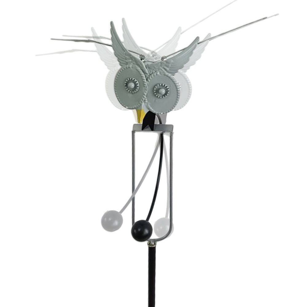 Metal Swing Owl Garden Statues Grey