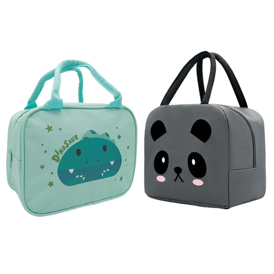2X Insulated Lunch Bag Green Grey Small Size