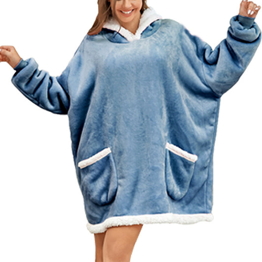 Sherpa Hoodie Blanket Blue