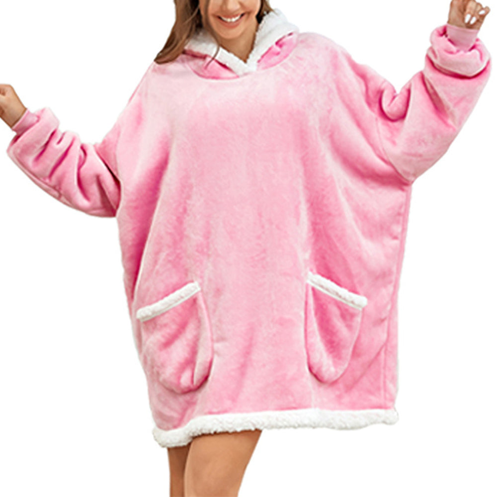 Sherpa Hoodie Blanket Pink