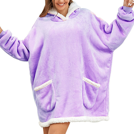 Sherpa Hoodie Blanket Purple