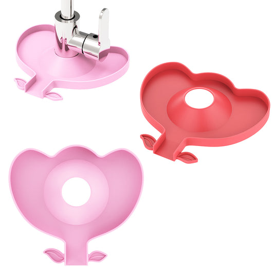 2X Kitchen Silicone Faucet Mat Tray Drain Pad Pink Red