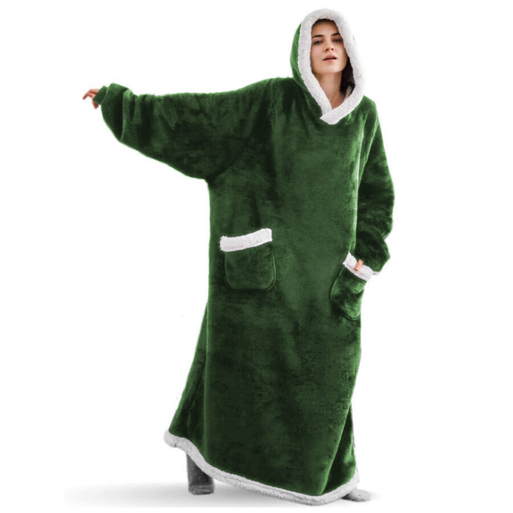 Unisex Sherpa Hoodie Blanket Dark Green