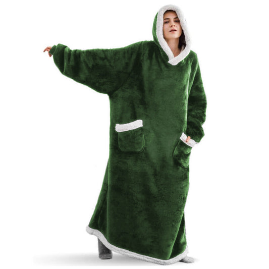 Unisex Sherpa Hoodie Blanket Dark Green