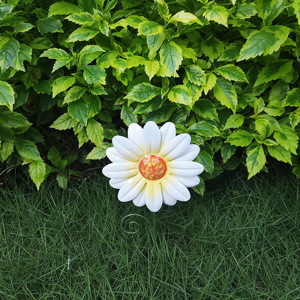 6Pcs Flower Shaped Garden Statues Metal Sculptures