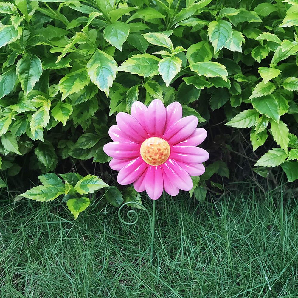 6Pcs Flower Shaped Garden Statues Metal Sculptures