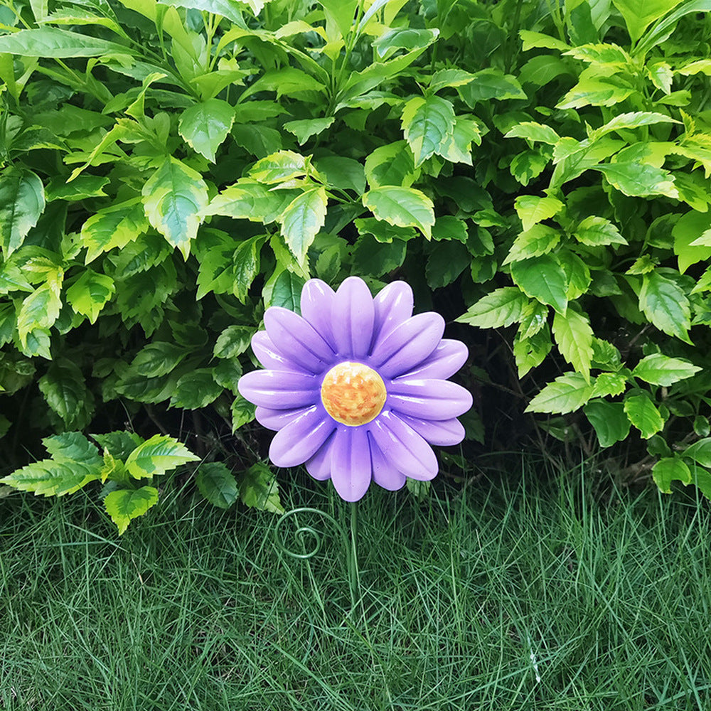 6Pcs Flower Shaped Garden Statues Metal Sculptures