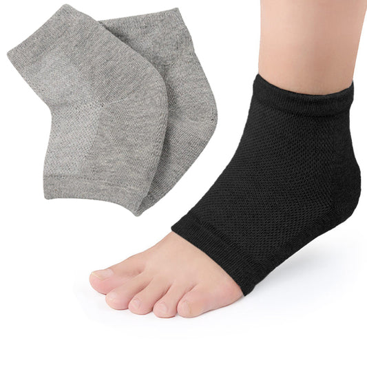 Two Pairs Gel Foot Heel Moisturizing Socks Black Grey