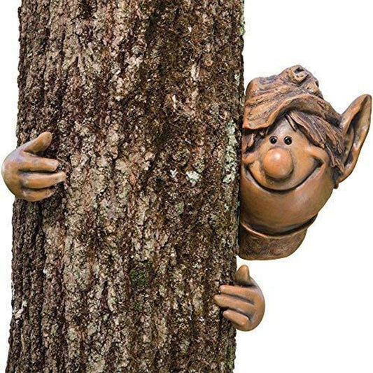 Peeping Elf Garden Tree Hanging Sculpture