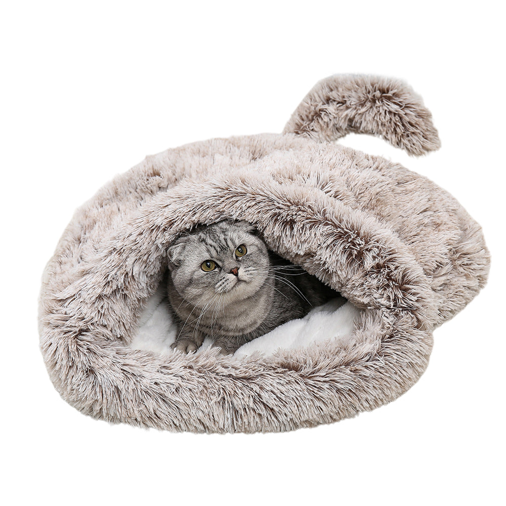 Winter Plush Pet Sleeping Bag Coffee