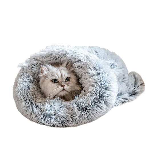 Winter Plush Pet Sleeping Bag Grey