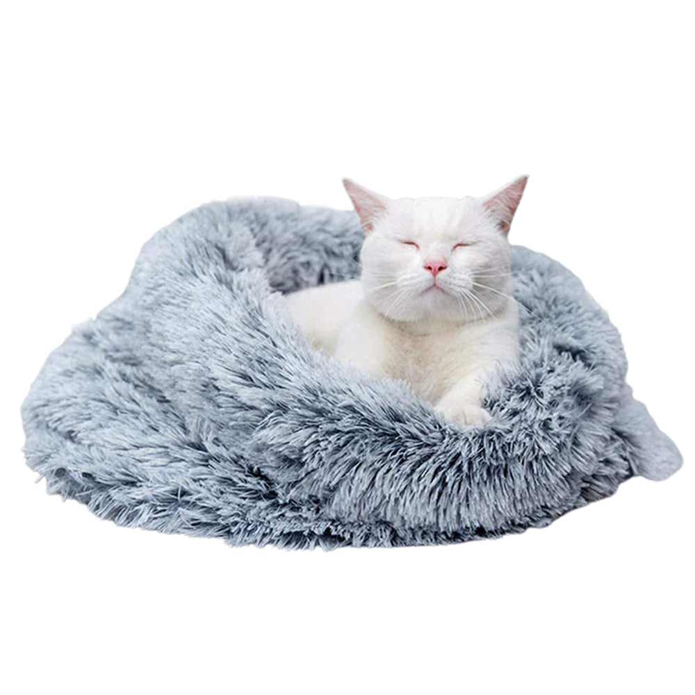 Winter Plush Pet Sleeping Bag Grey