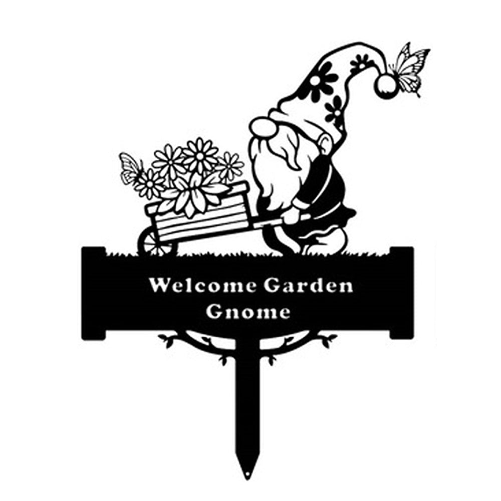 Welcome Gnomes Silhouette Stake Garden Decoration