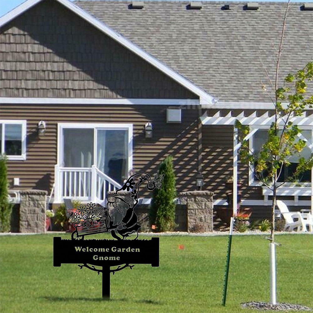 Welcome Gnomes Silhouette Stake Garden Decoration