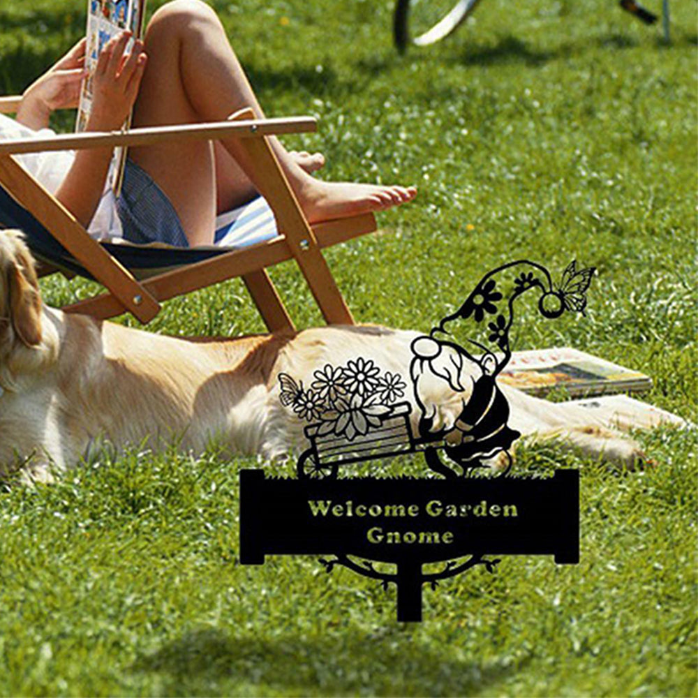 Welcome Gnomes Silhouette Stake Garden Decoration