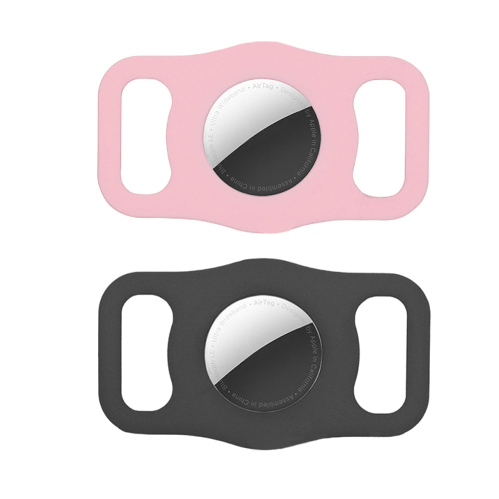 2X DIY Writable Protective Case Compatible with Airtag Tracker Black Pink
