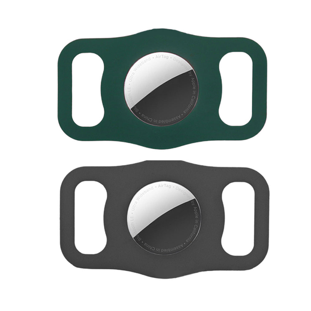 2X DIY Writable Protective Case Compatible with Airtag Tracker Black Green