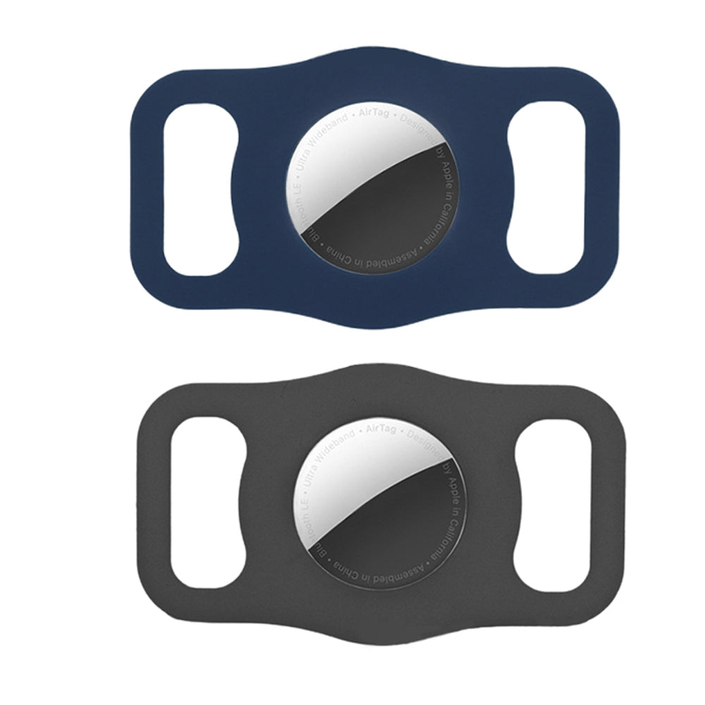 2X DIY Writable Protective Case Compatible with Airtag Tracker Black Navy Blue