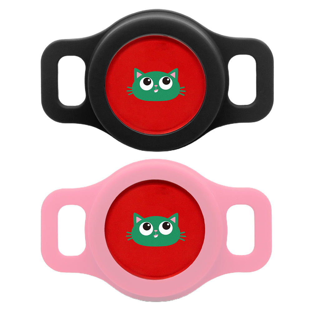 2X DIY Writable Protective Case Compatible with Airtag Tracker Black Pink