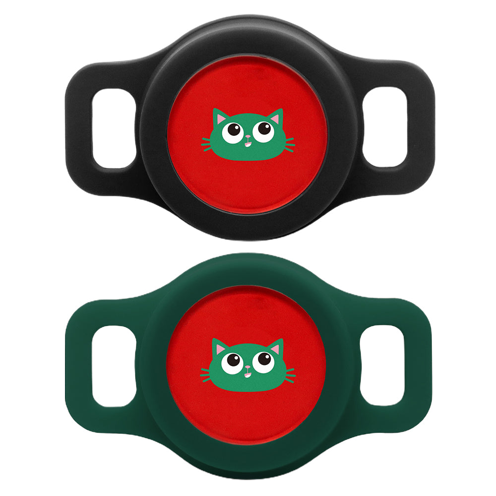 2X DIY Writable Protective Case Compatible with Airtag Tracker Black Green