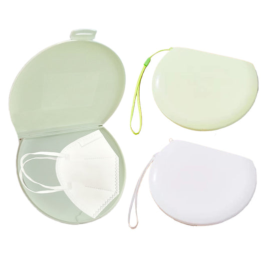 2Pcs Face Mask Storage Case Green White