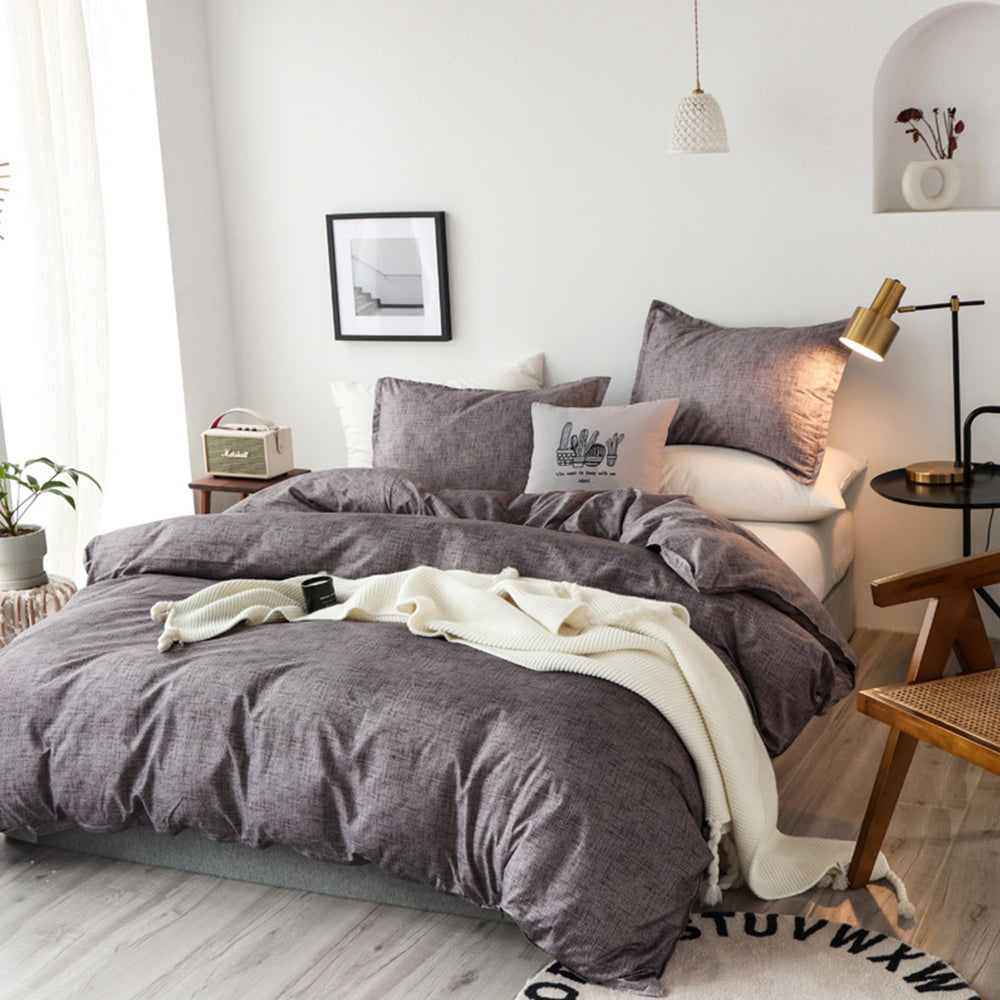 Queen Quilt Cover Bedding Set Grey