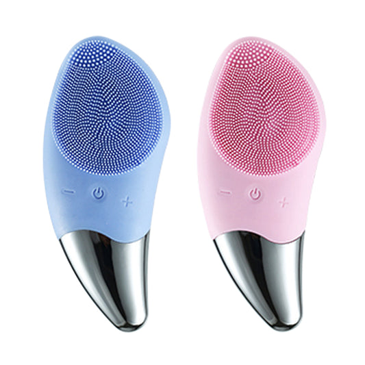 2X Ultrasonic Electric Silicone Face Cleansing Brush Blue Pink